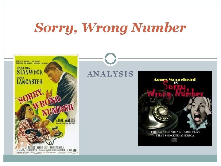 Sorry, Wrong Number ANALYSIS 