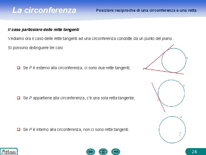 La circonferenza Posizioni reciproche di una circonferenza e una retta Il caso particolare delle