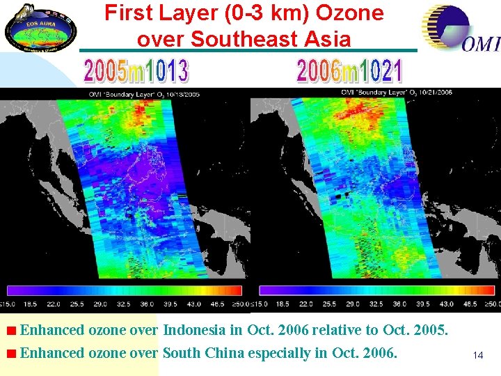 First Layer (0 -3 km) Ozone over Southeast Asia Enhanced ozone over Indonesia in