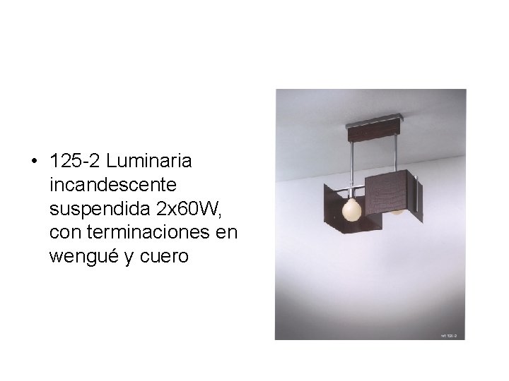  • 125 -2 Luminaria incandescente suspendida 2 x 60 W, con terminaciones en