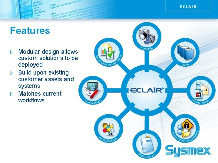 Features Modular design allows custom solutions to be deployed Build upon existing customer assets