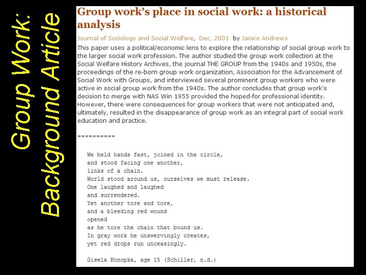 Group Work: Background Article 