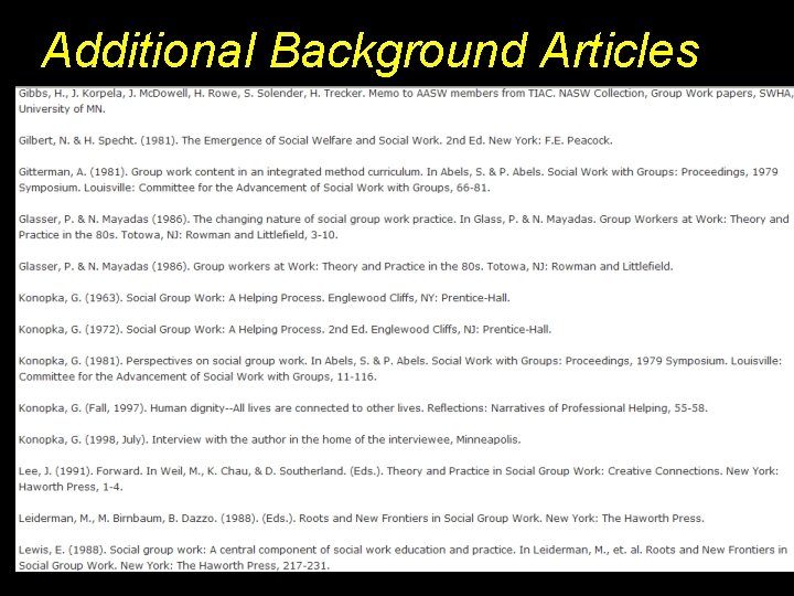 Additional Background Articles 