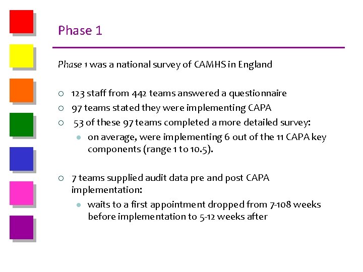 Phase 1 was a national survey of CAMHS in England ¡ ¡ ¡ 123