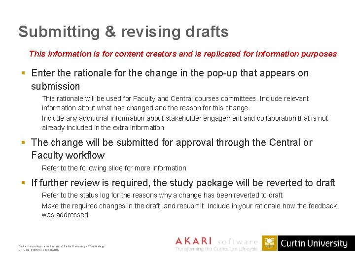 Submitting & revising drafts This information is for content creators and is replicated for