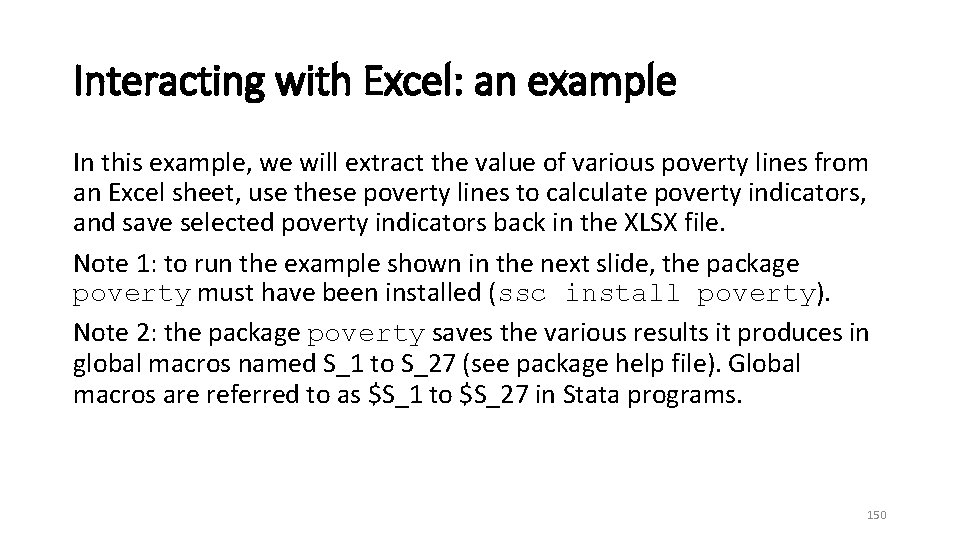Interacting with Excel: an example In this example, we will extract the value of