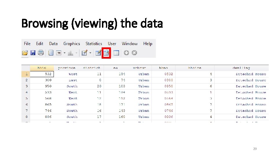 Browsing (viewing) the data 29 
