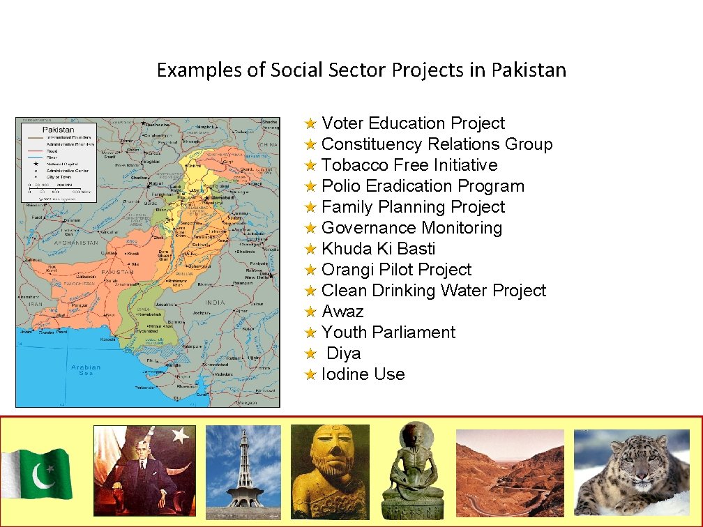 Examples of Social Sector Projects in Pakistan Voter Education Project Constituency Relations Group Tobacco