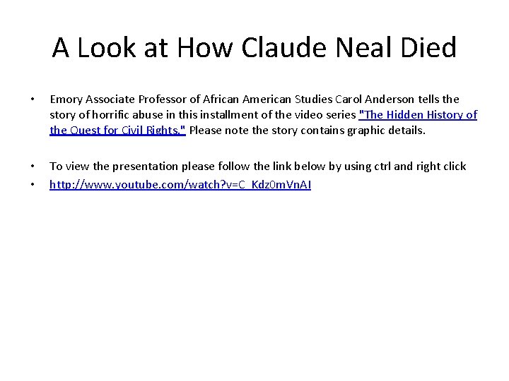 A Look at How Claude Neal Died • Emory Associate Professor of African American