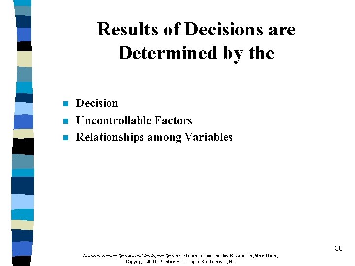 Results of Decisions are Determined by the n n n Decision Uncontrollable Factors Relationships