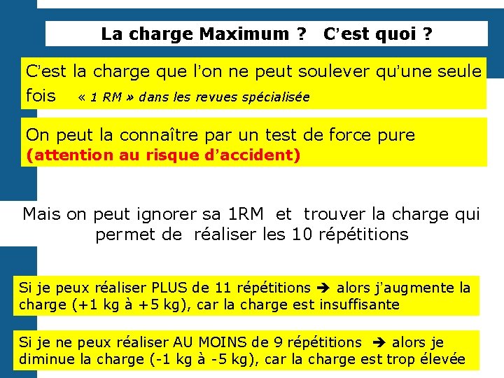 La charge Maximum ? C’est quoi ? C’est la charge que l’on ne peut