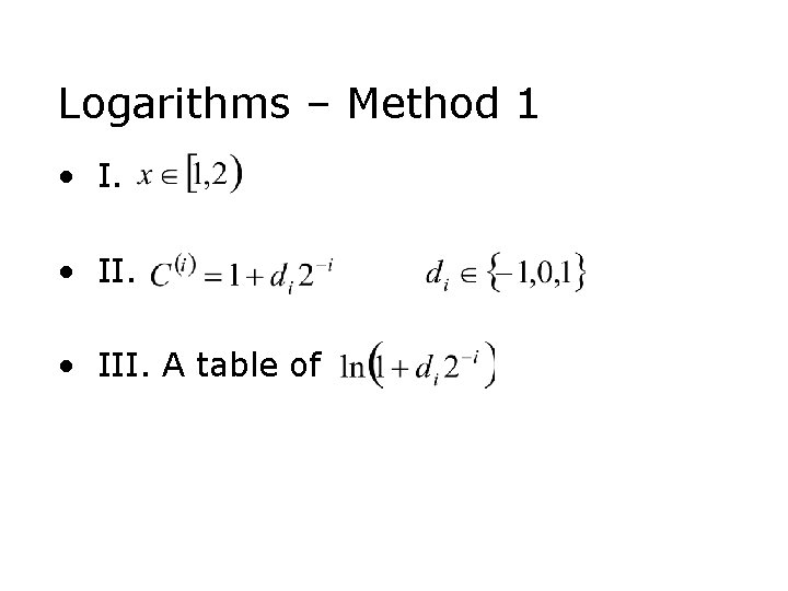 Logarithms – Method 1 • III. A table of 