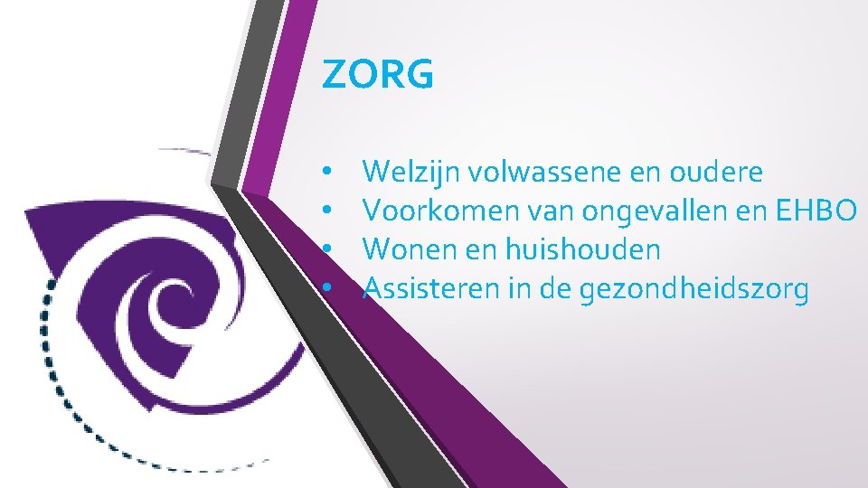 ZORG • • Welzijn volwassene en oudere Voorkomen van ongevallen en EHBO Wonen en