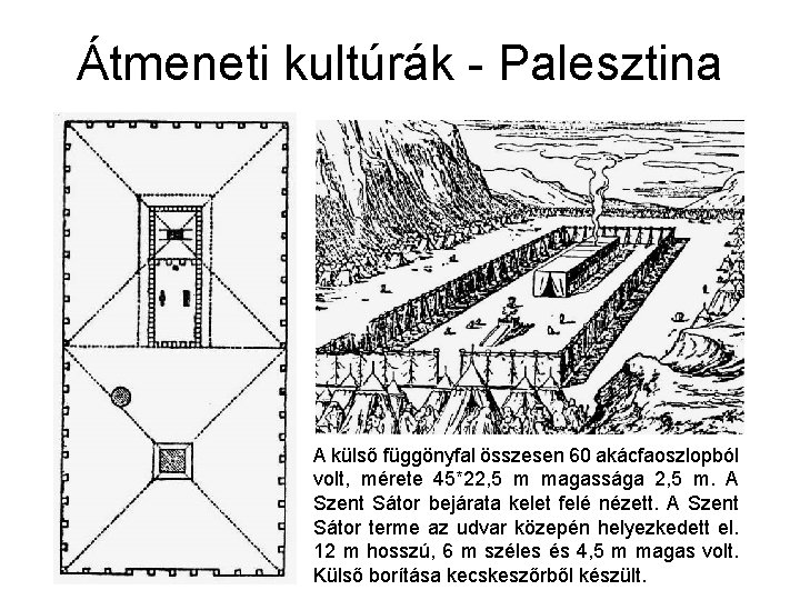 Átmeneti kultúrák - Palesztina A külső függönyfal összesen 60 akácfaoszlopból volt, mérete 45*22, 5