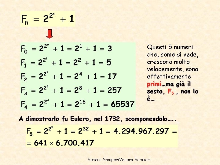 Questi 5 numeri che, come si vede, crescono molto velocemente, sono effettivamente primi…ma già Questi 5 numeri che, come si vede, crescono molto velocemente, sono effettivamente primi…ma già