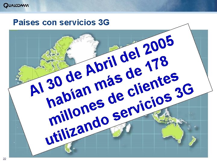 Países con servicios 3 G 5 0 0 2 l e d l 8
