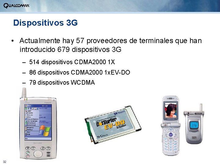 Dispositivos 3 G • Actualmente hay 57 proveedores de terminales que han introducido 679