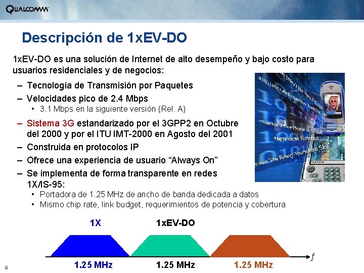 Descripción de 1 x. EV-DO es una solución de Internet de alto desempeño y