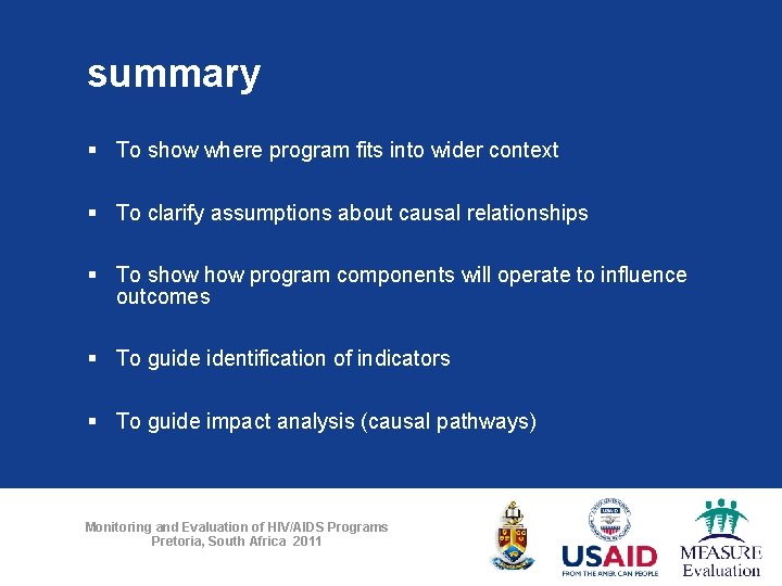 summary § To show where program fits into wider context § To clarify assumptions