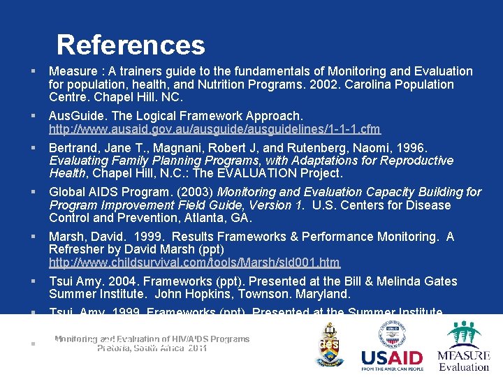 References § § § Measure : A trainers guide to the fundamentals of Monitoring