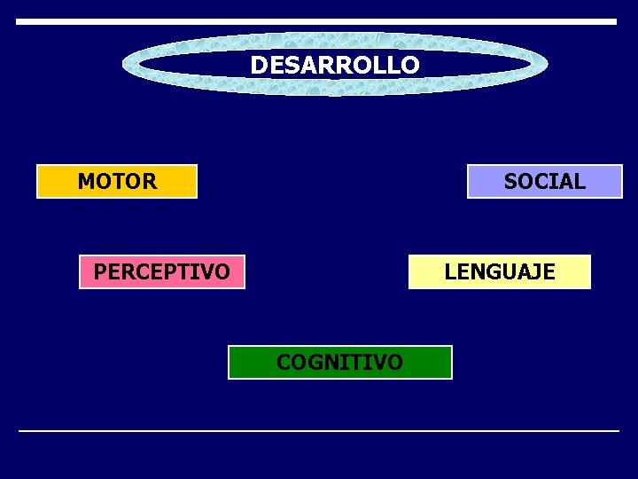 DESARROLLO MOTOR SOCIAL PERCEPTIVO LENGUAJE COGNITIVO 