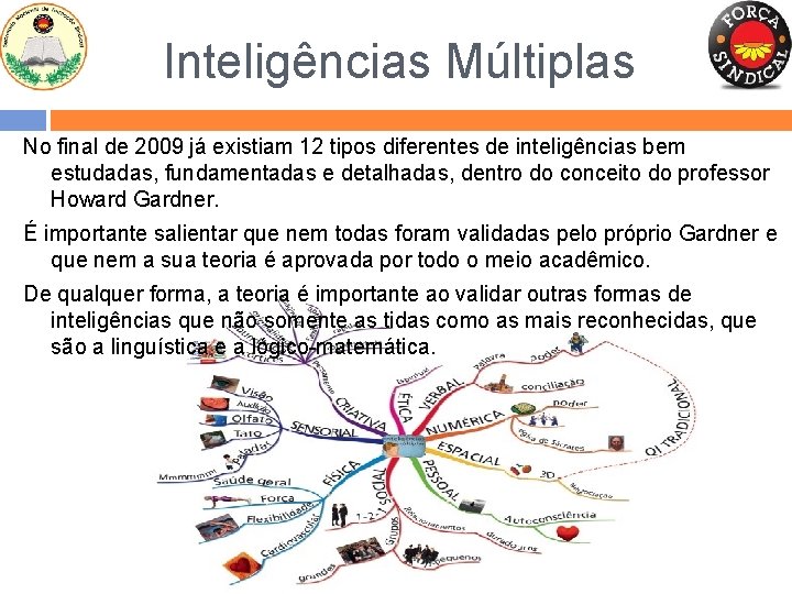 Inteligências Múltiplas No final de 2009 já existiam 12 tipos diferentes de inteligências bem