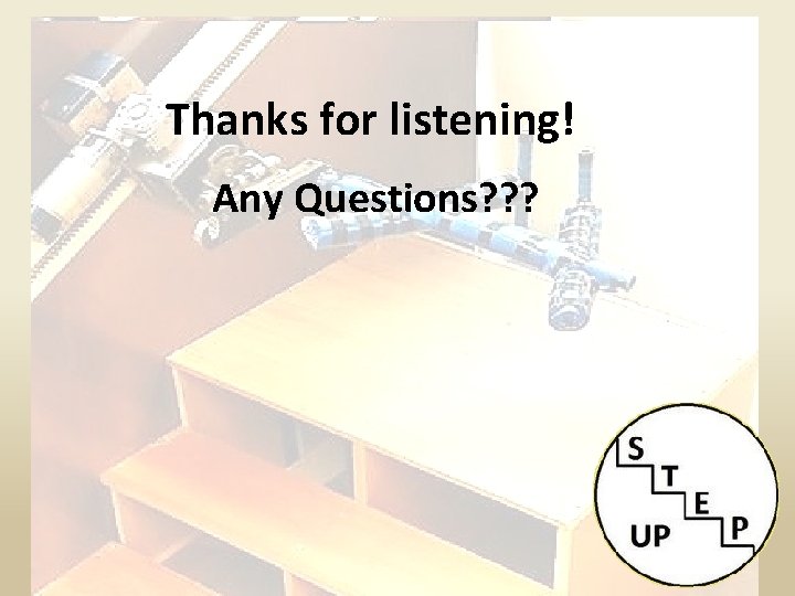 Thanks for listening! Any Questions? ? ? 