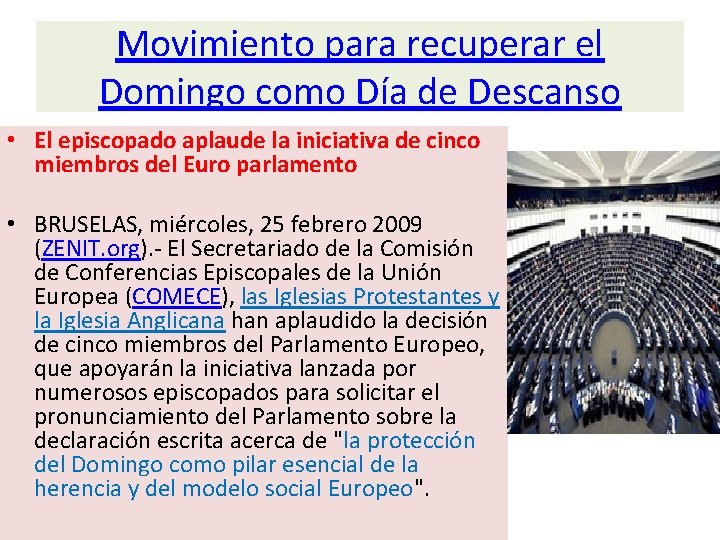 Movimiento para recuperar el Domingo como Día de Descanso • El episcopado aplaude la Movimiento para recuperar el Domingo como Día de Descanso • El episcopado aplaude la
