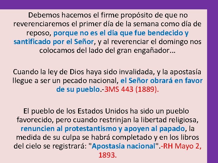 Debemos hacemos el firme propósito de que no reverenciaremos el primer día de Debemos hacemos el firme propósito de que no reverenciaremos el primer día de