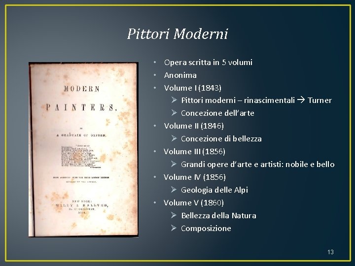 Pittori Moderni • Opera scritta in 5 volumi • Anonima • Volume I (1843)