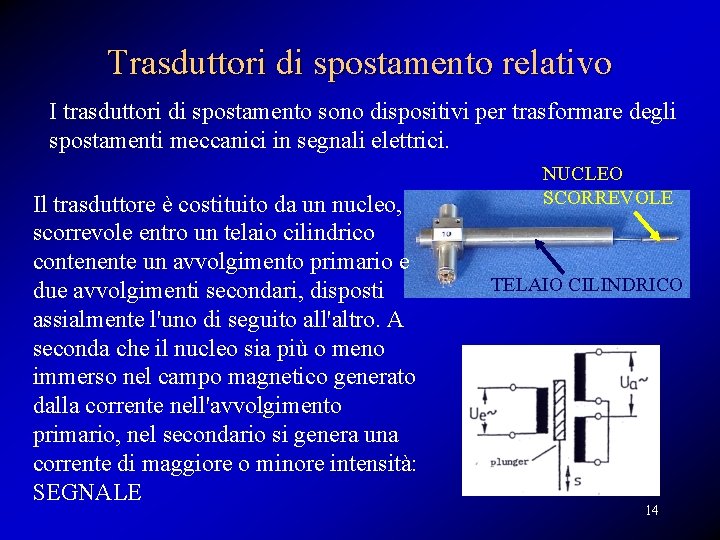 Trasduttori di spostamento relativo I trasduttori di spostamento sono dispositivi per trasformare degli spostamenti