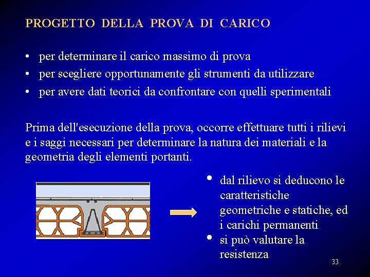 PROGETTO DELLA PROVA DI CARICO • per determinare il carico massimo di prova •