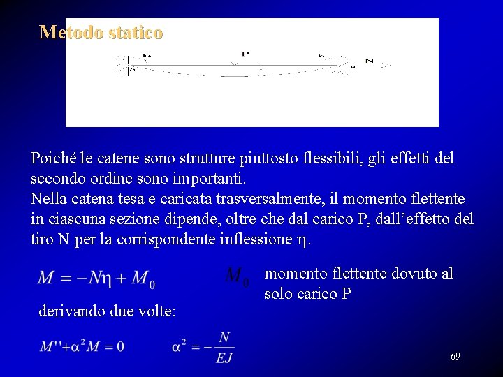 Metodo statico Poiché le catene sono strutture piuttosto flessibili, gli effetti del secondo ordine Metodo statico Poiché le catene sono strutture piuttosto flessibili, gli effetti del secondo ordine
