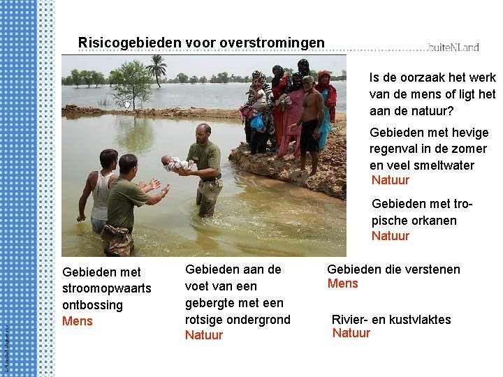 Risicogebieden voor overstromingen Is de oorzaak het werk van de mens of ligt het