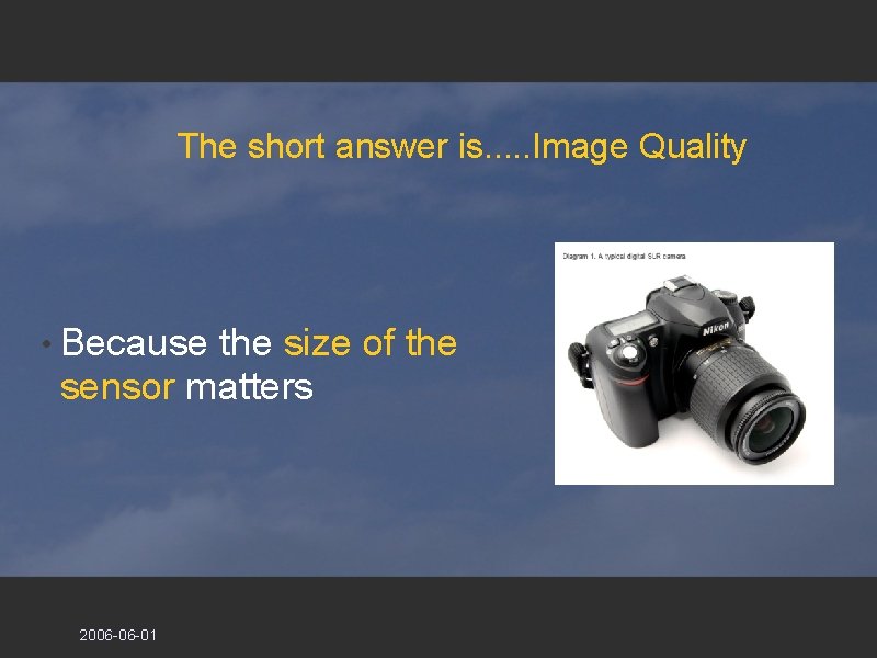 The short answer is. . . Image Quality • Because the size of the The short answer is. . . Image Quality • Because the size of the