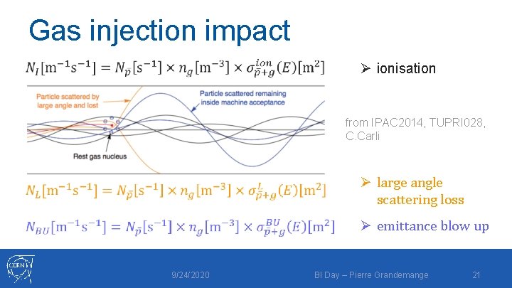 Gas injection impact Ø ionisation from IPAC 2014, TUPRI 028, C. Carli Ø large