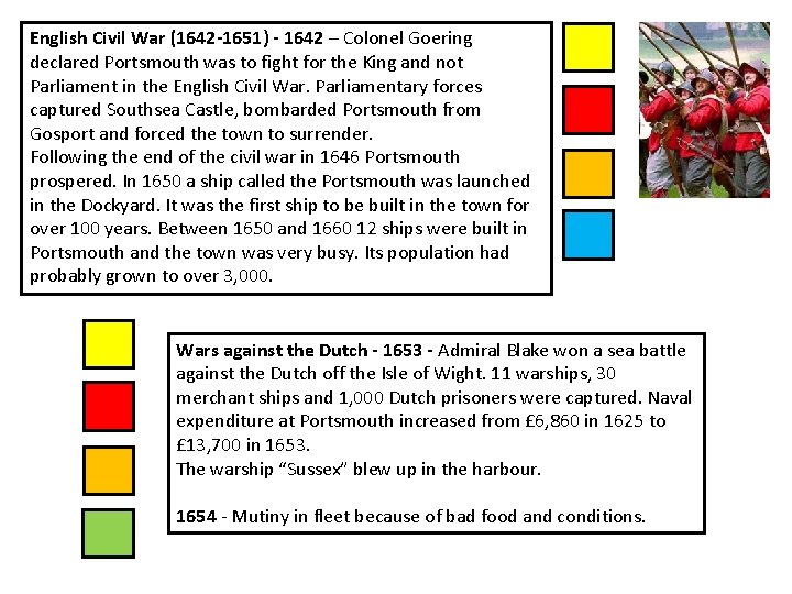 English Civil War (1642 -1651) - 1642 – Colonel Goering declared Portsmouth was to