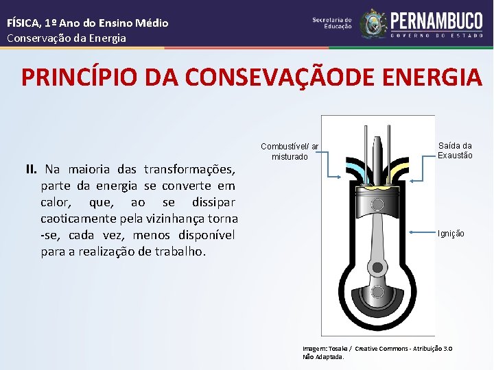 FÍSICA, 1º Ano do Ensino Médio Conservação da Energia PRINCÍPIO DA CONSEVAÇÃODE ENERGIA II.