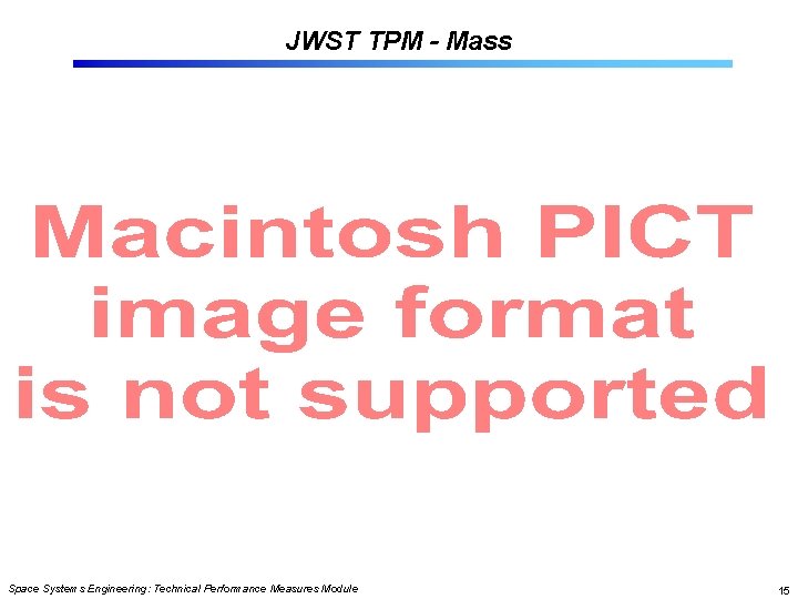 JWST TPM - Mass Space Systems Engineering: Technical Performance Measures Module 15 