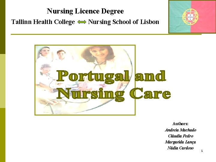 Nursing Licence Degree Tallinn Health College Nursing School of Lisbon Authors: Andreia Machado Cláudia