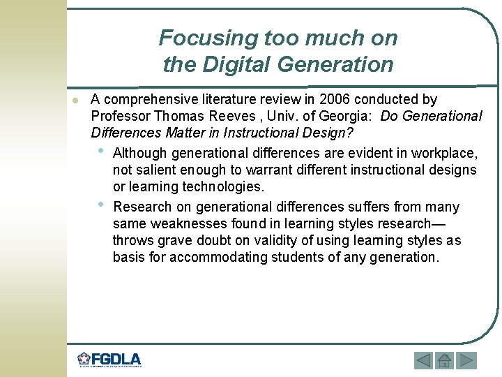 Focusing too much on the Digital Generation l A comprehensive literature review in 2006