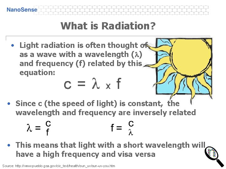 What is Radiation? • Light radiation is often thought of as a wave with What is Radiation? • Light radiation is often thought of as a wave with