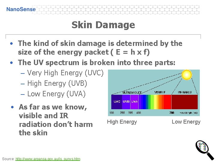 Skin Damage • The kind of skin damage is determined by the size of Skin Damage • The kind of skin damage is determined by the size of