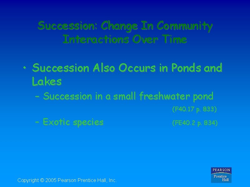 Succession: Change In Community Interactions Over Time • Succession Also Occurs in Ponds and
