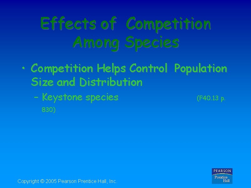 Effects of Competition Among Species • Competition Helps Control Population Size and Distribution –