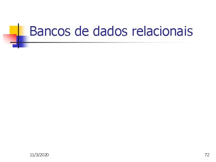 Bancos de dados relacionais 11/3/2020 72 