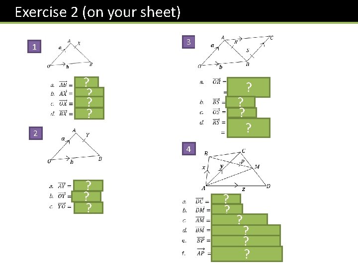  Exercise 2 (on your sheet) 3 1 ? ? ? 2 ? ?