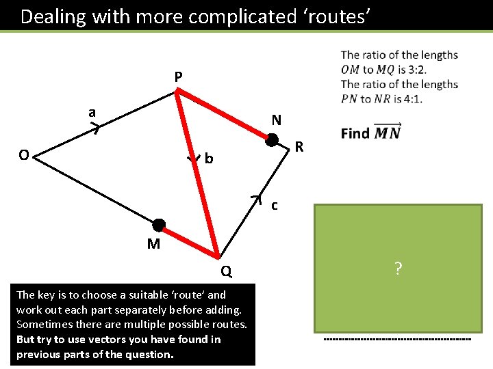  Dealing with more complicated ‘routes’ P a N O R b c M