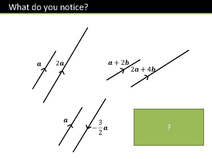  What do you notice? ! Vectors are parallel if they have the same