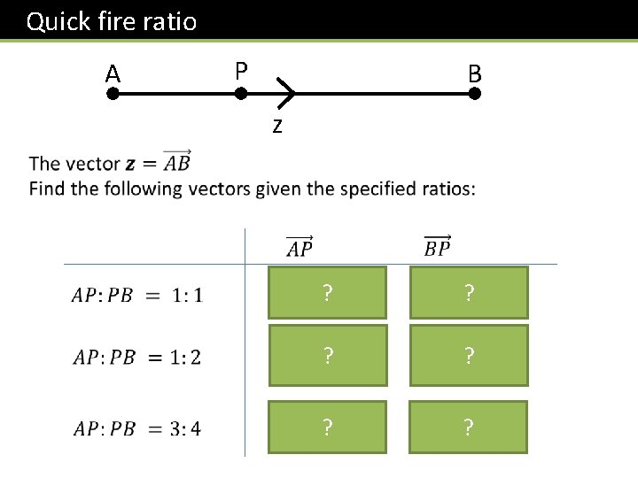  Quick fire ratio A P B z ? ? 